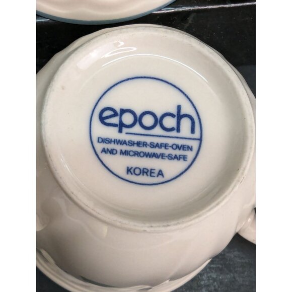 Epoch Lilies Floral Pleated Blue Rim 8 Oz Coffee/Tea Cup Set of 4 - Picture 8 of 8